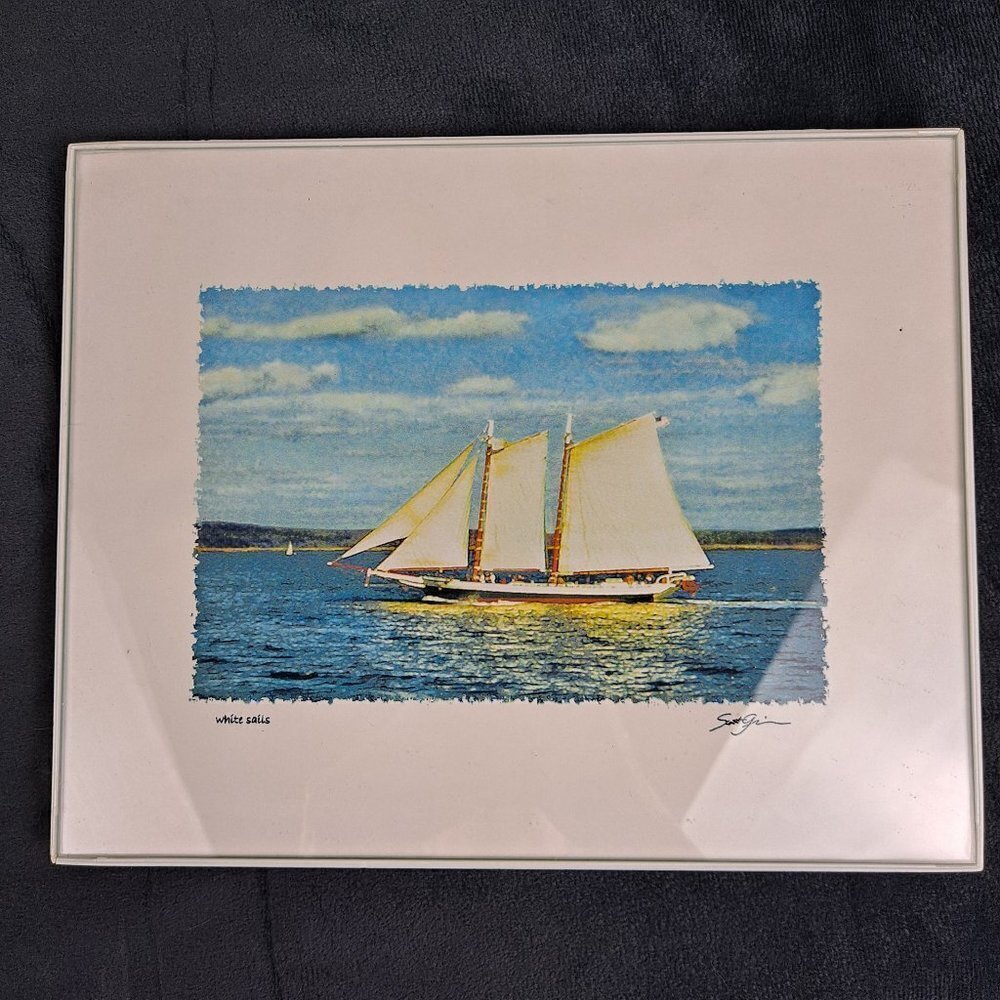 "White Sails" Print White Frame Signed by Artist Scott Griswold - Picture 1 of 7